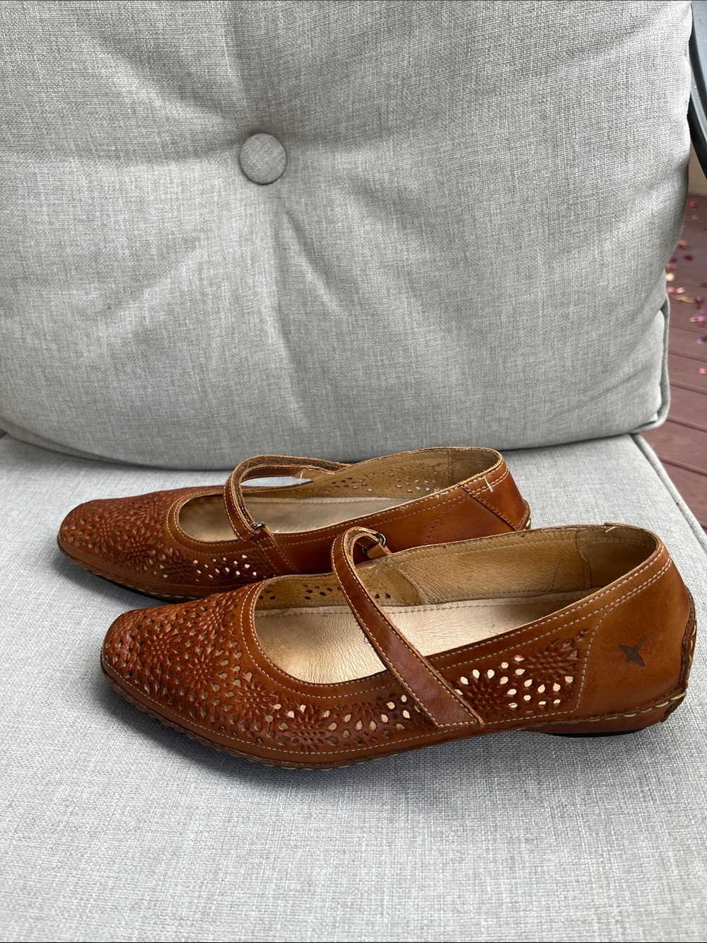 PIKOLINOS Brown Perforated Leather Mary Jane Flats, Size 39/8.5 - Picture 3 of 11